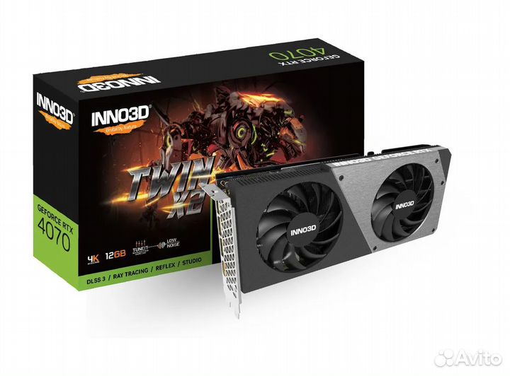 Видеокарта Inno3D GeForce RTX 4070 twin X2, 12 гб