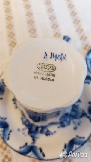 Чашка с блюдцем гжель
