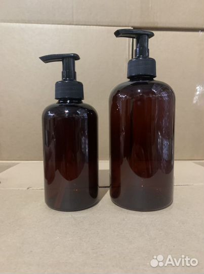 Коричневые флаконы 300 и 500 мл с дозатором