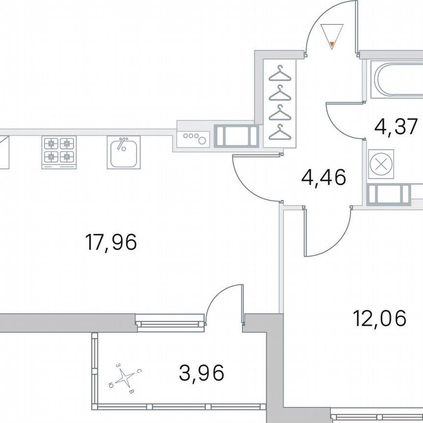 1-к. квартира, 40,8 м², 2/5 эт.