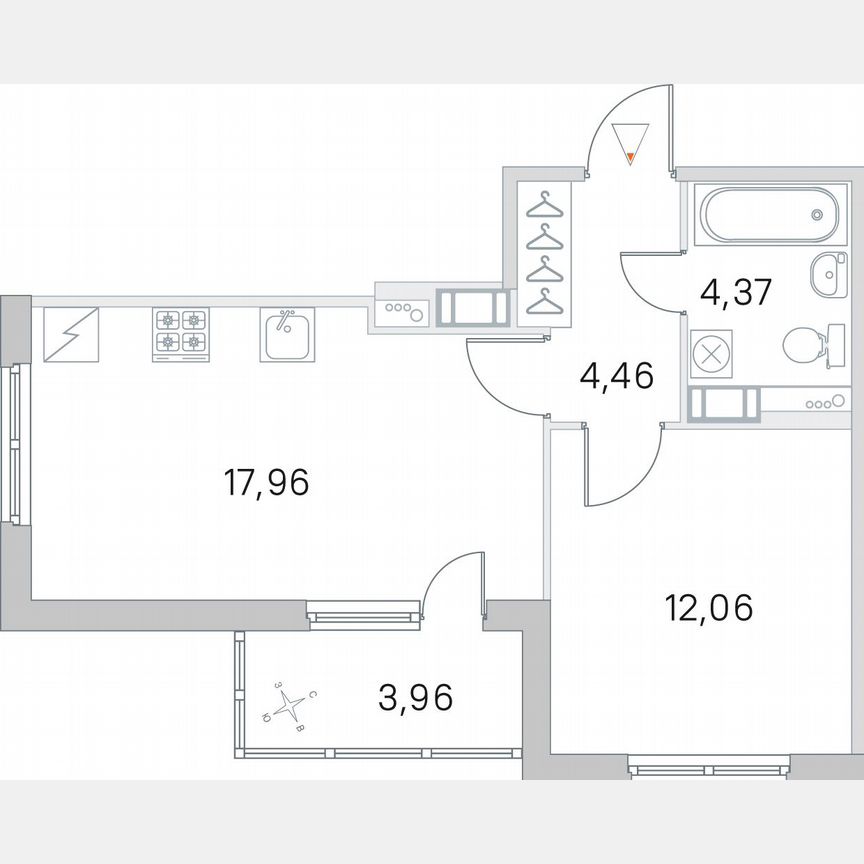 1-к. квартира, 40,8 м², 2/5 эт.