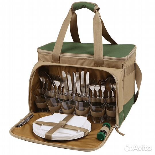 Термосумка с посудой для пикника Арктика зеленая