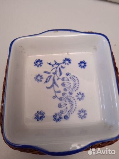 Пепельница, керамика, гжель, с корзинкой