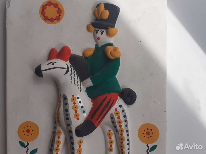 Картина дымковская игрушка из гипса