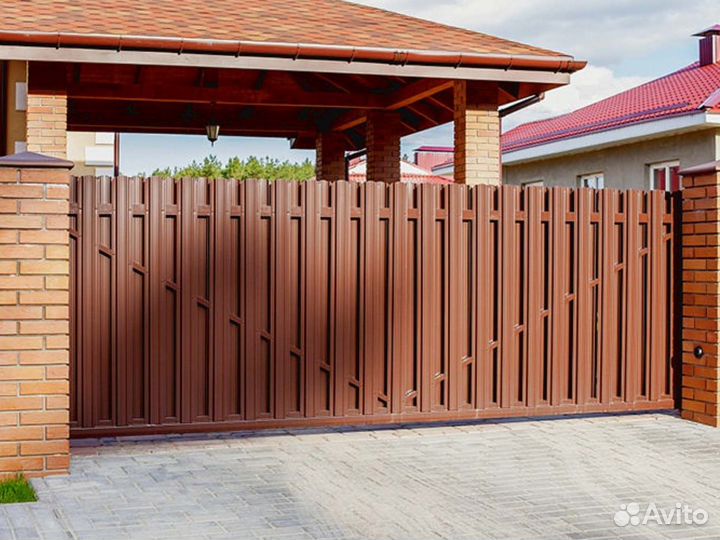 Откатные ворота в коттедж 4000*2000