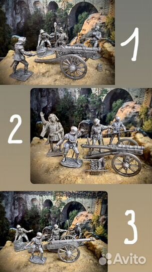 Оловянные солдатики Средневековые пушкари набор