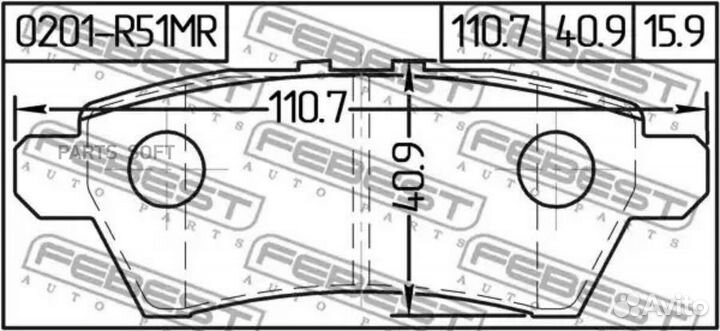 Febest 0201-R51MR Колодки тормозные задние