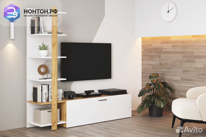 Тв-тумба Techno TV-001 дуб крафт золотой / белый г