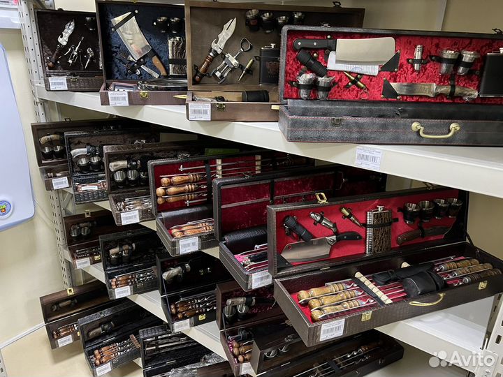 Набор шампуров 10 шт с кованным щитом руч. работа