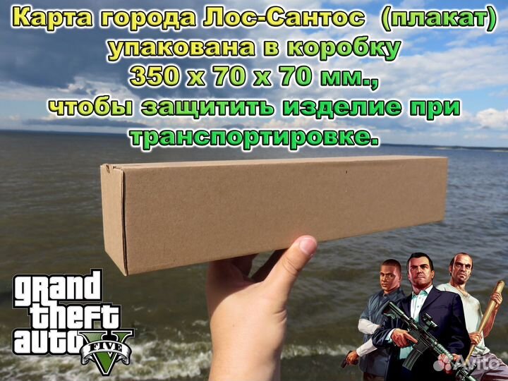 Карта GTA V города Лос-Сантос 325x700 мм