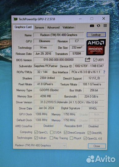 RX480-4GB Sapphire Nitro +