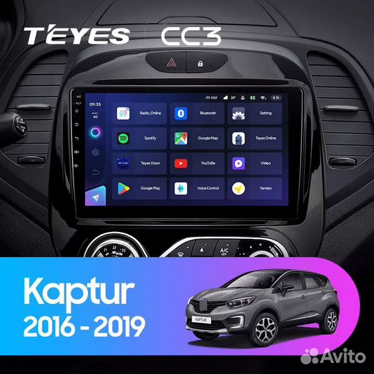 Магнитола Renault Kaptur CC3 Android 10
