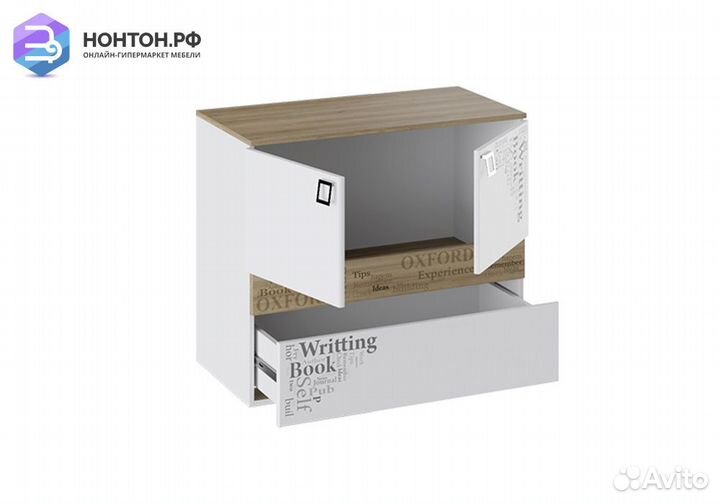 Комод Оксфорд ривьера / белый с рисунком