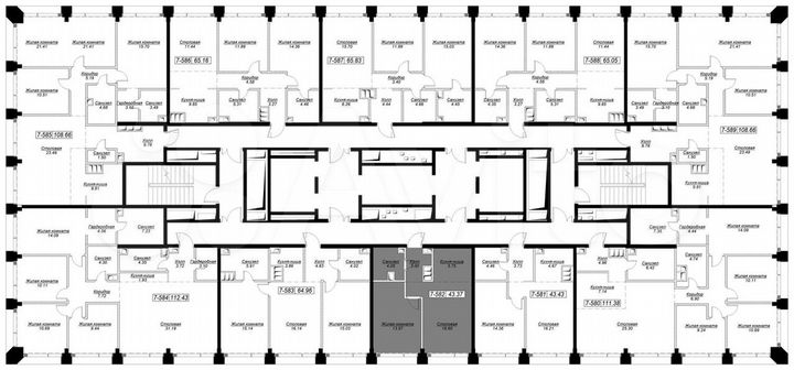 1-к. квартира, 43,3 м², 46/55 эт.