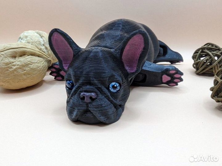 Французский бульдог с живыми глазками, игрушка
