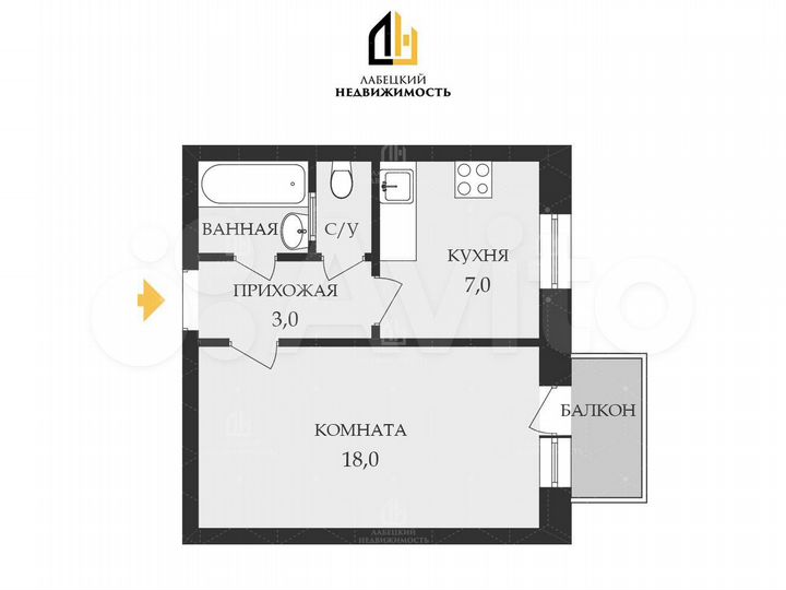 1-к. квартира, 31,9 м², 2/3 эт.