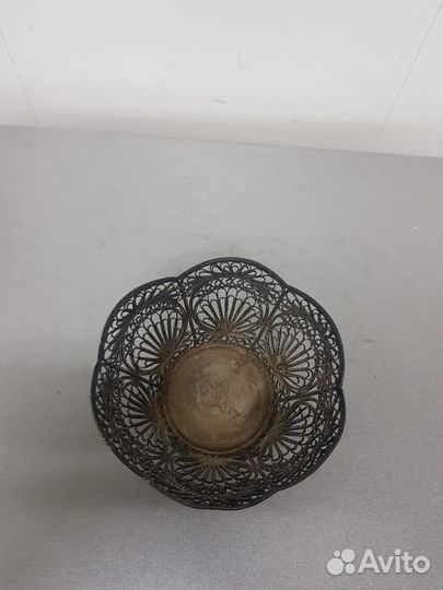 Конфетница мельхиор, скань