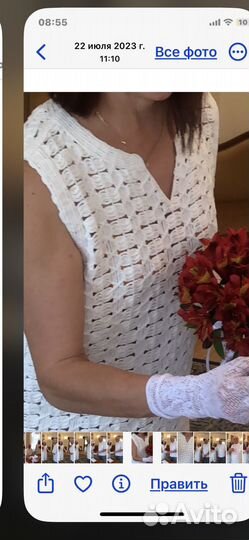 Платье белое вязаное трикотаж