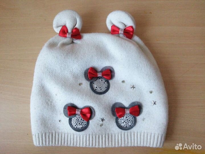 Зимние модные шапочки для девочки пакетом+перчатки