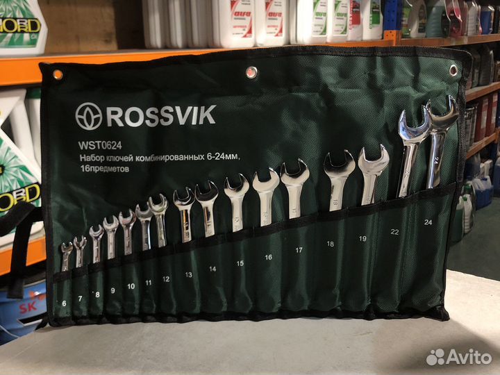 Набор комбинированных ключей rossvik 6-24мм,16 шт