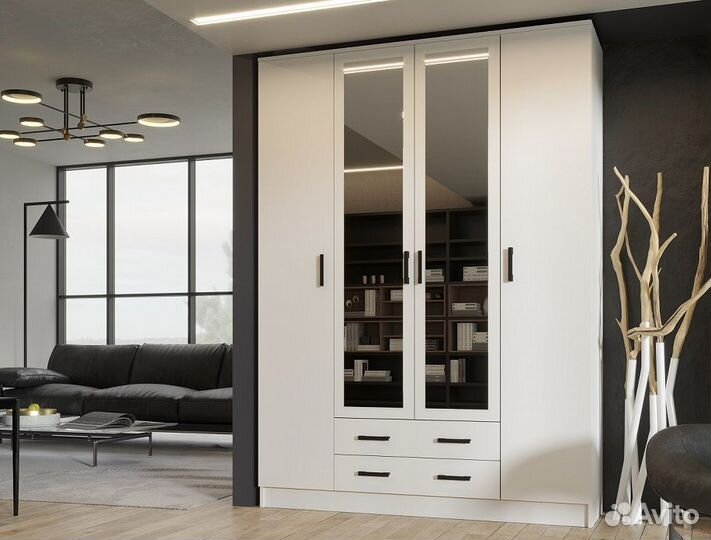 Шкаф распашной белый 160 см / Доставка 1-5 дней