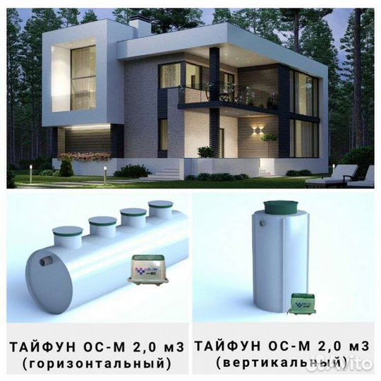 Септик для дома и дачи на 10 человек, 2,0 М3