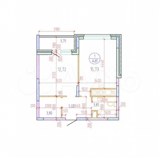 1-к. квартира, 44,9 м², 10/17 эт.