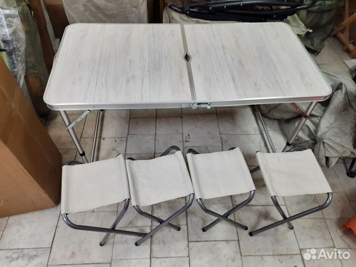 Стол складной с табуретами 120см