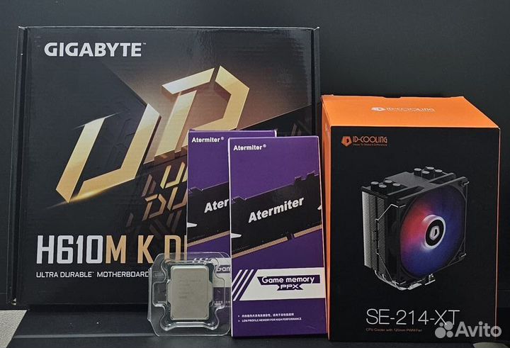 Комплект H610M+i3 12100f+16gb ddr4+кулер