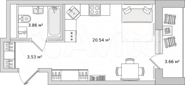 Квартира-студия, 27,9 м², 15/21 эт.