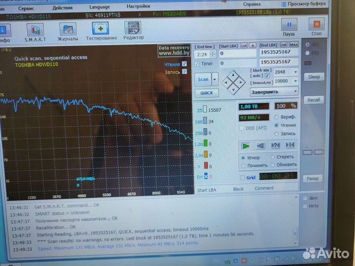 Жесткий диск toshiba HDD 1 тб 3.5
