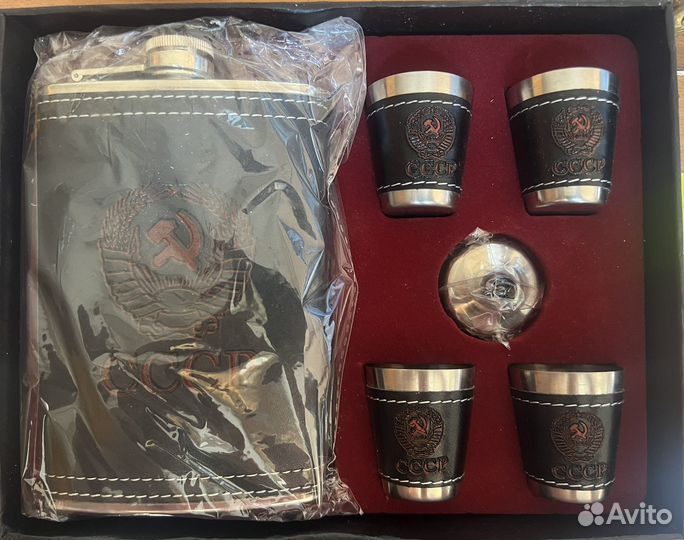 Нержавеющая фляжка c рюмками «cccр» 0,25 л
