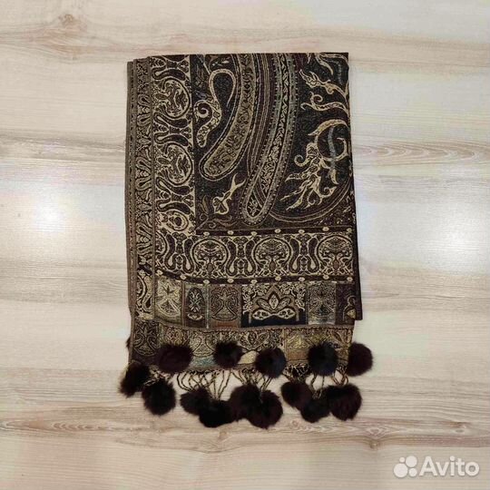 Палантин из кашемира с мехом кролика