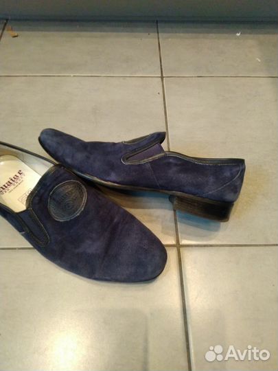 Ботинки велюровые синие