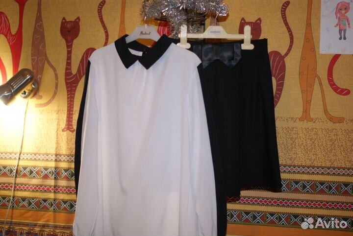 Новый костюм для школы-блузка+юбка рост 150-164 см