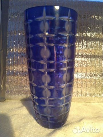 Ваза хрустальная синяя(кобальт)