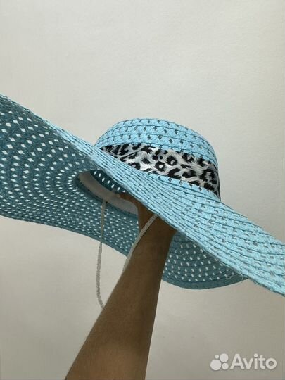 Шляпа женская пляжная голубая