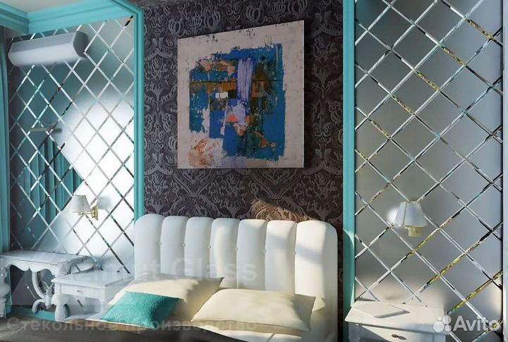 Зеркальное панно на кухне