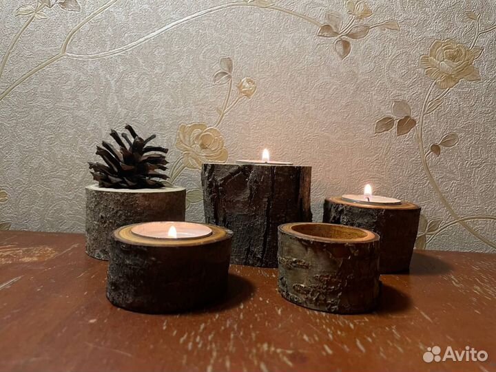 Декоративный подсвечник. Разные породы дерева