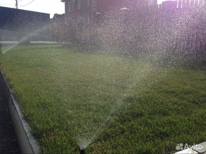 Рулонный газон, системы автополива. 