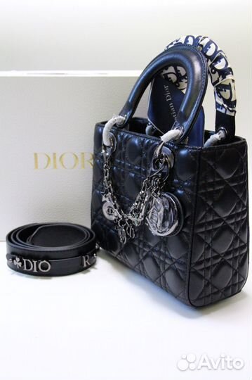 Сумка Lady Dior, натуральная кожа, черная