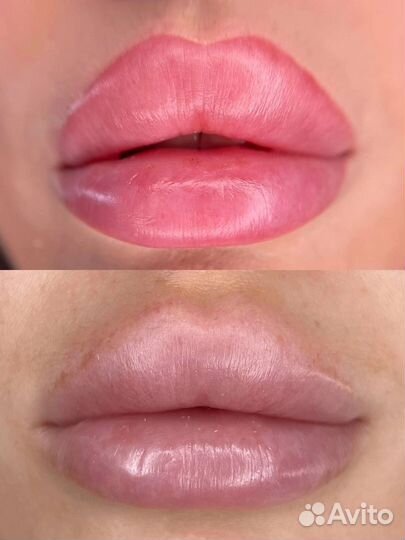 Перманентный макияж пудровые брови губы татуаж