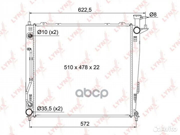 Радиатор охлаждения паяный AT RB1086 lynxauto