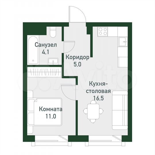 1-к. квартира, 36,5 м², 3/3 эт.
