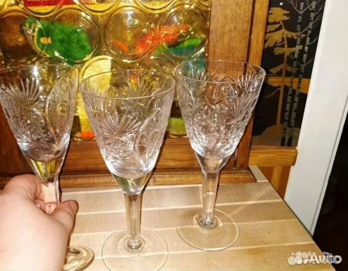 Высокие бокалы фужеры СССР хрустальные