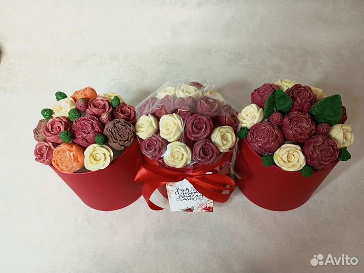 Шоколадные розы пионы съедобные букеты