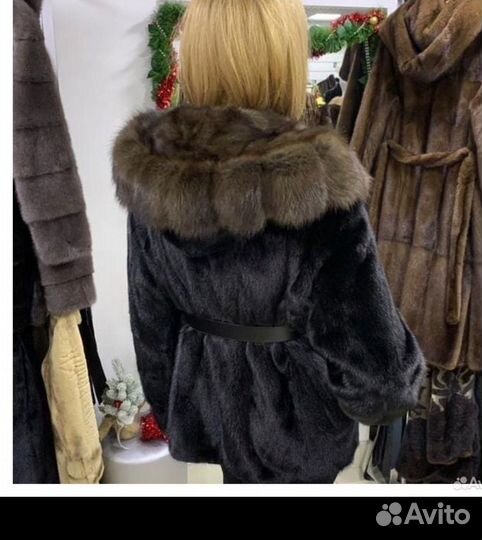 Шуба норковая с капюшоном