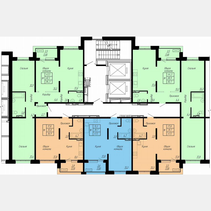 3-к. квартира, 84,3 м², 8/17 эт.
