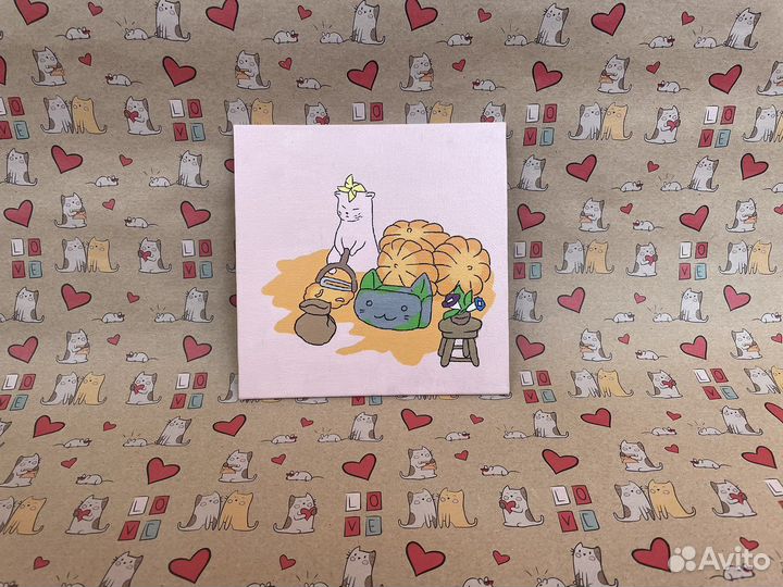 Картина 15х15 акрил холст на картоне