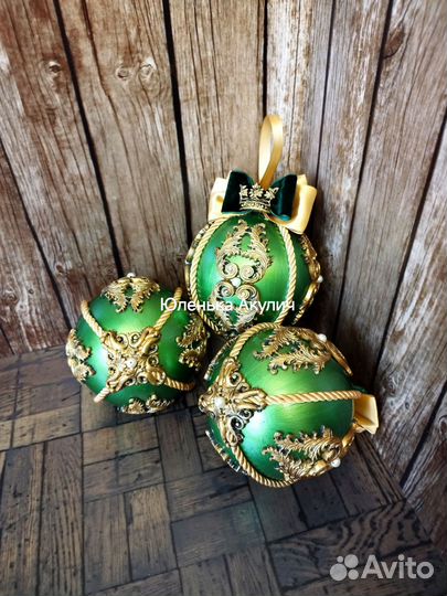 Шары на елку ручной работы на заказ, зелёные